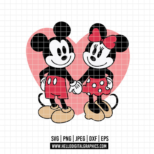 COD4549 - Mickey and minnie svg, Disney svg, mickey svg, minnie svg, mickey and Minnie Valentine's Day png