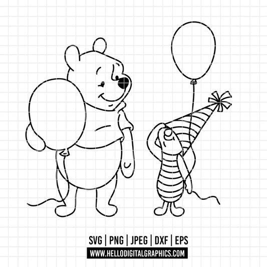 COD4566- Piglet and pooh birthday svg, Winnie the pooh svg, disney svg