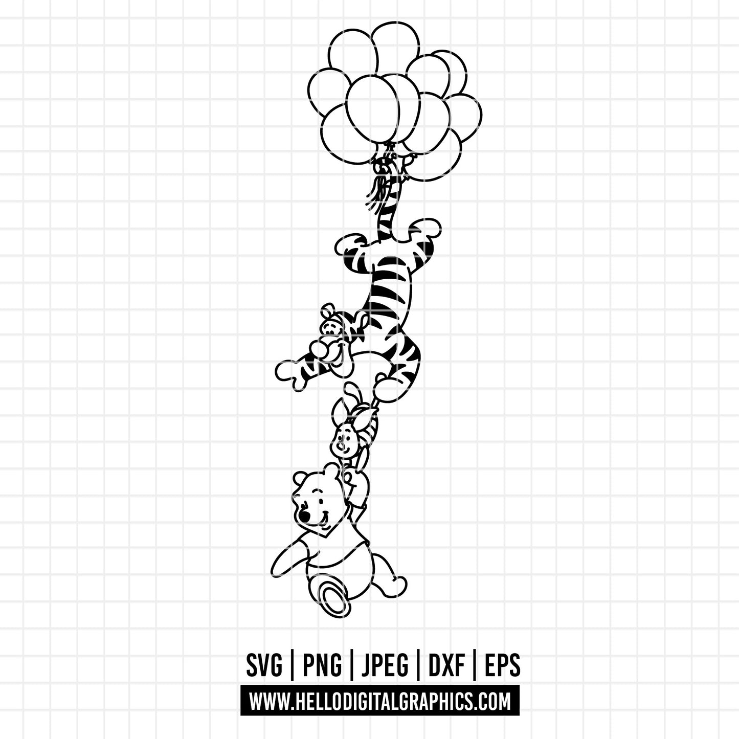 COD4568 - Winnie the pooh birthday svg, pooh sketch svg, friends svg, pooh birthday svg