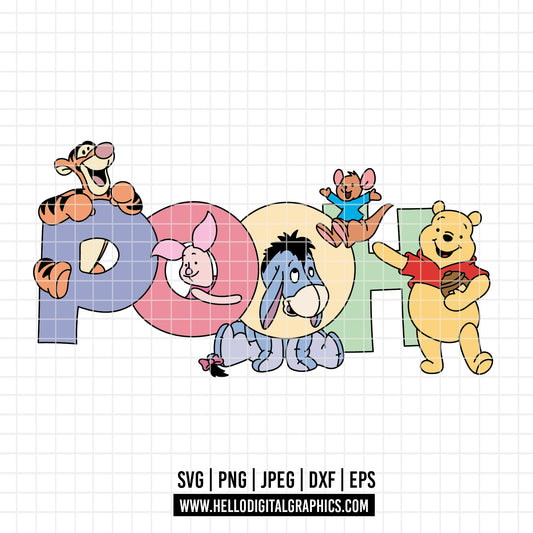 COD4569 - Winnie the pooh birthday svg, pooh sketch svg, friends svg, pooh birthday svg