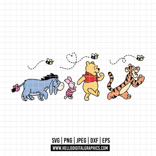 COD4570 - Winnie the pooh birthday svg, pooh sketch svg, friends svg, pooh birthday svg