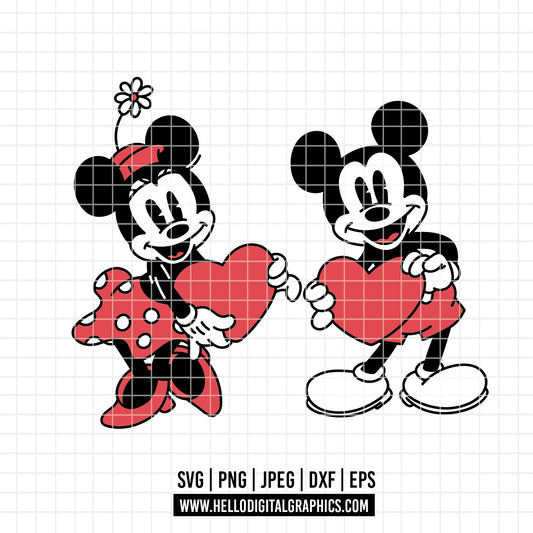 COD4584 - Mickey and minnie svg, Disney svg, mickey svg, minnie svg, mickey and Minnie Valentine's Day png