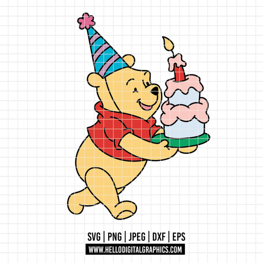 COD4609 - Winnie the pooh birthday svg, pooh sketch svg, friends svg, pooh birthday svg