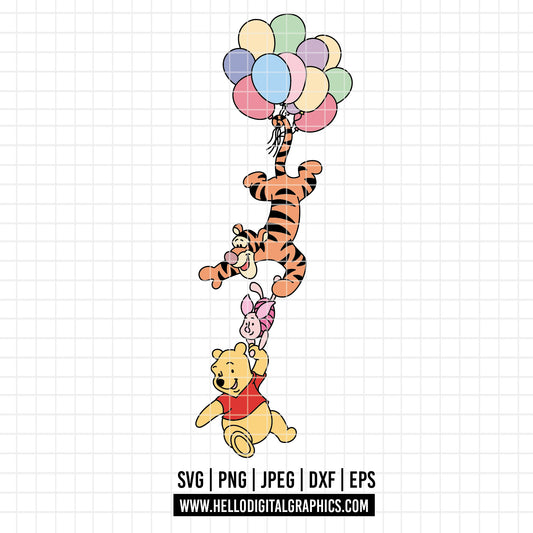 COD4610 - Winnie the pooh birthday svg, pooh sketch svg, friends svg, pooh birthday svg