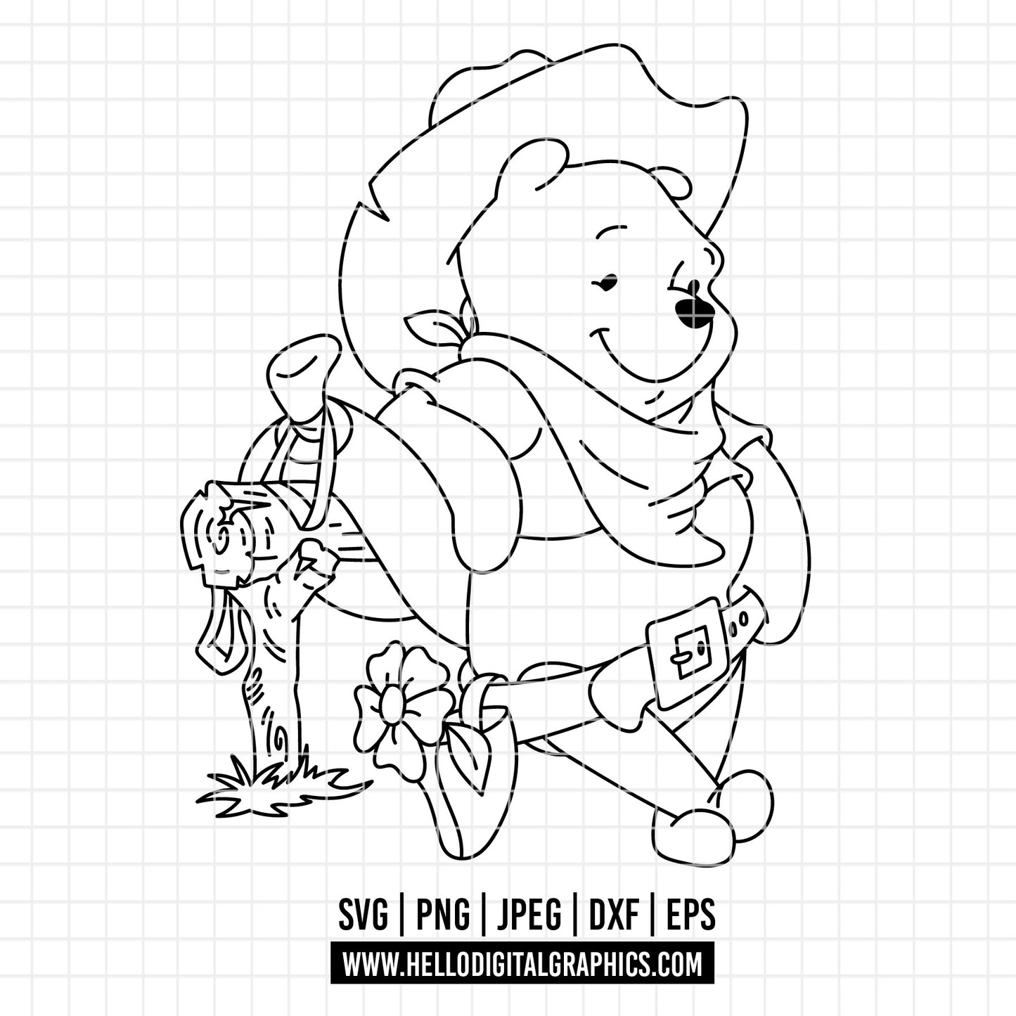 COD4660 - winnie the pooh cowboy svg, pooh svg, friends svg, pooh birthday svg