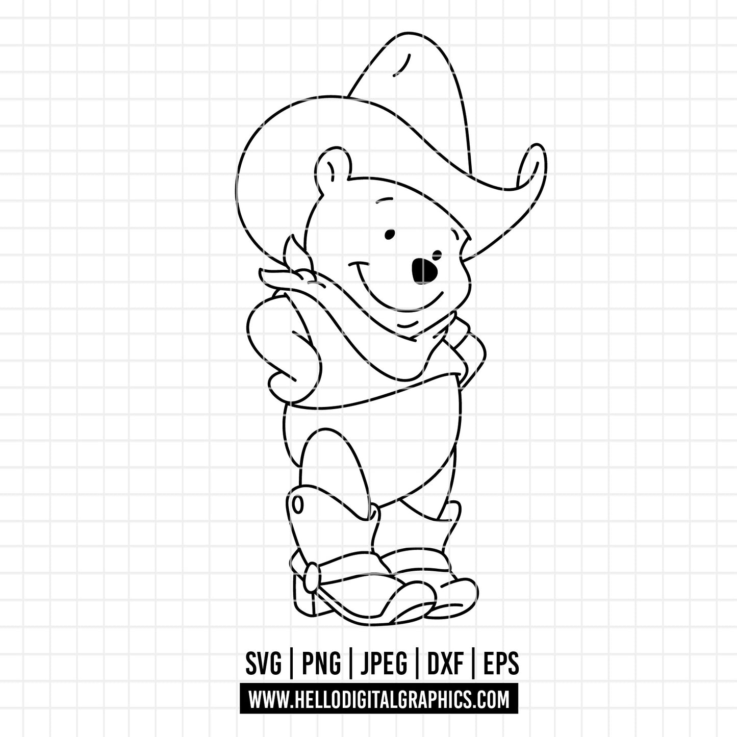 COD4661 - Winnie the pooh cowboy svg, pooh svg, friends svg, pooh birthday svg