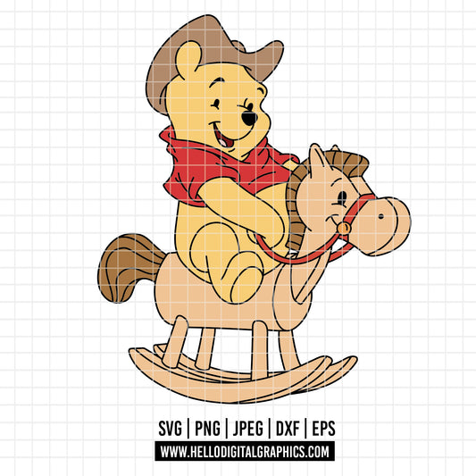 COD4662 - Winnie the pooh cowboy svg, pooh svg, friends svg, pooh birthday svg