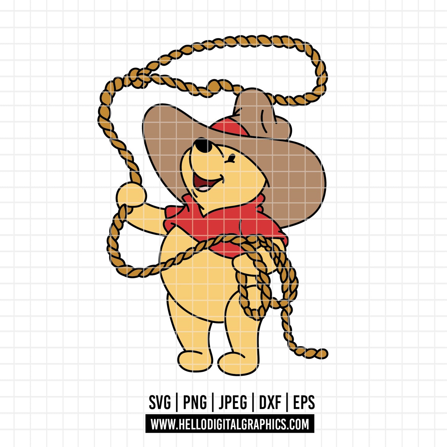 COD4663 - Winnie the pooh cowboy svg, pooh svg, friends svg, pooh birthday svg