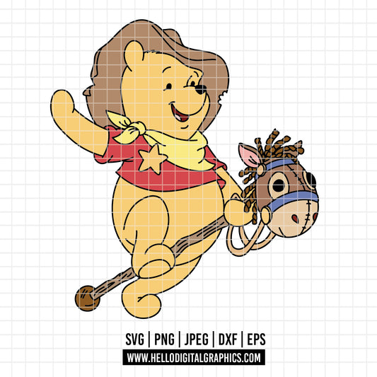 COD4664 - Winnie the pooh cowboy svg, pooh svg, friends svg, pooh birthday svg