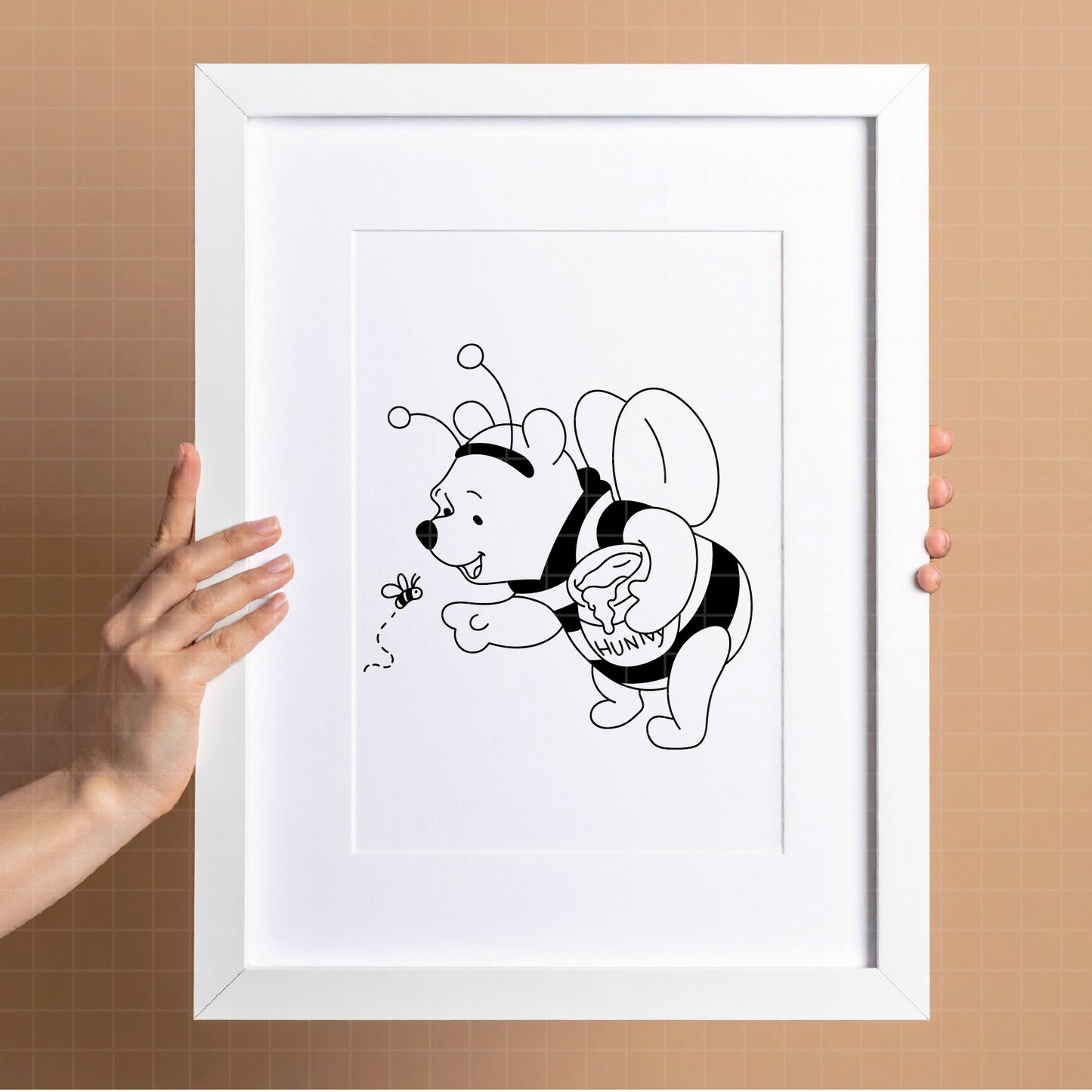 COD4665 - Winnie the Pooh in Bee Mode dtf color pack bundle Svg, Eps, Png, Dxf, Jpeg (mouth full - honey - smiling - flying -with a little bee)