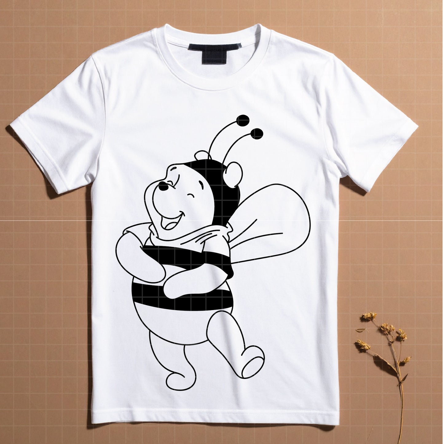 COD4666 - Winnie the Pooh in Bee Mode dtf color pack bundle Svg, Eps, Png, Dxf, Jpeg (mouth full - honey - smiling - flying -with a little bee)