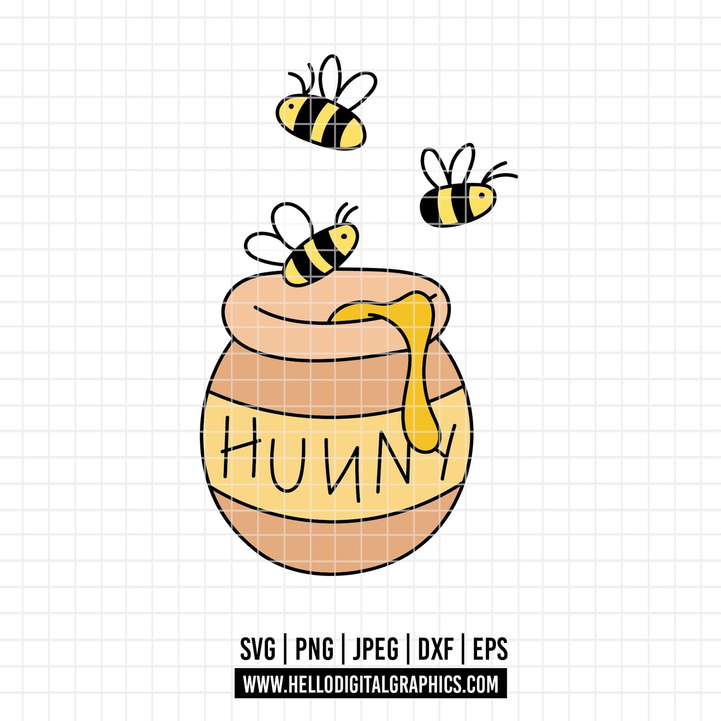COD4667 - Winnie the Pooh in Bee Mode dtf color pack bundle Svg, Eps, Png, Dxf, Jpeg