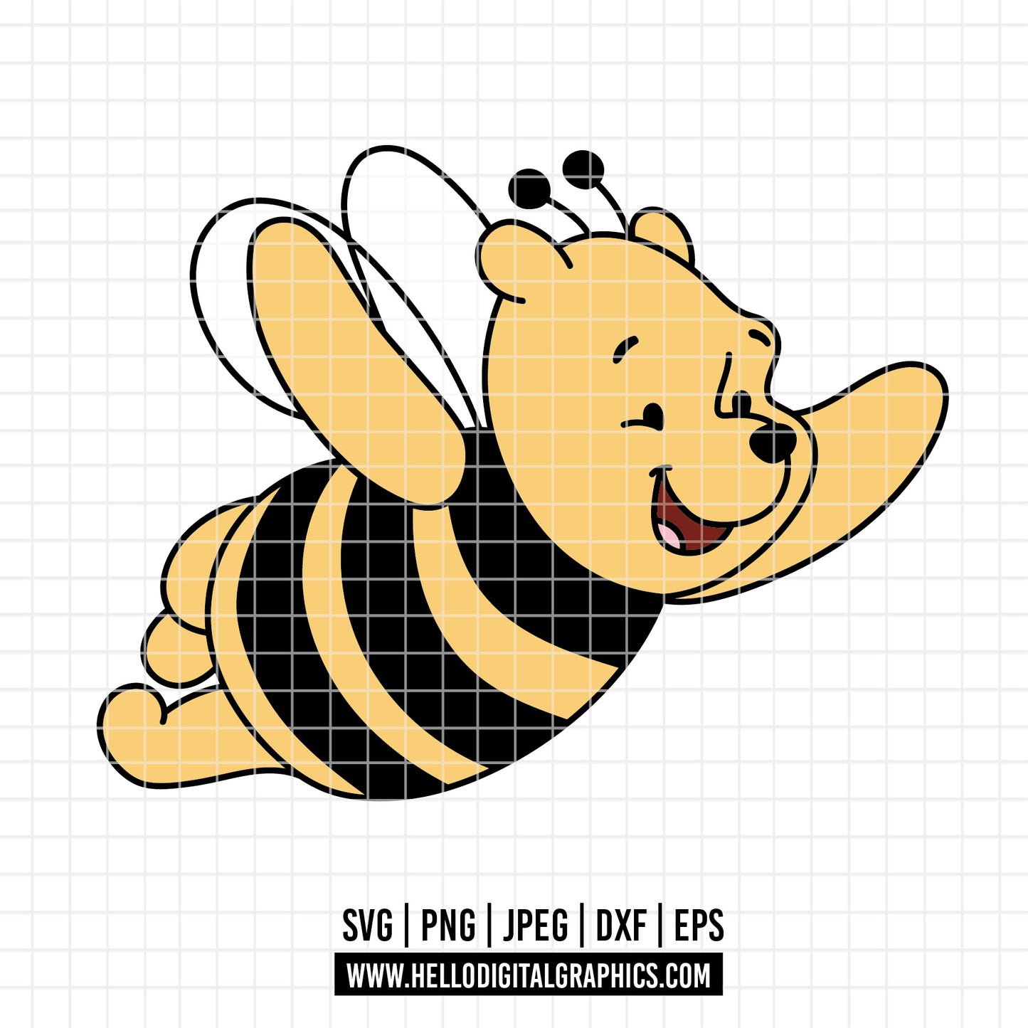 COD4669 - Winnie the Pooh in Bee Mode dtf color pack bundle Svg, Eps, Png, Dxf, Jpeg