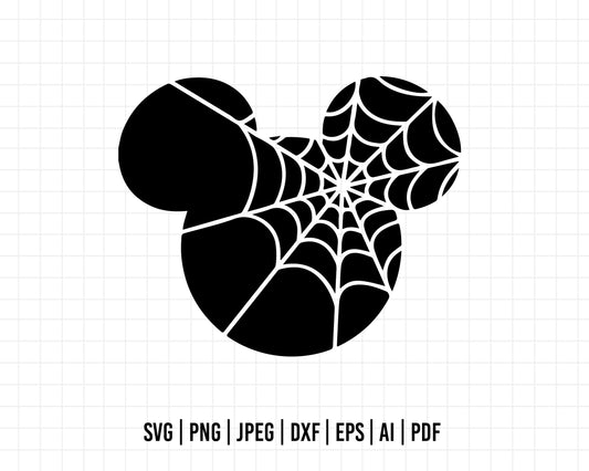 COD469- Mickey Halloween svg, Mouse Head svg, Trick Or Treat Svg, Spooky Vibes Svg, spider web svg