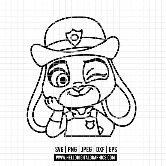COD4699 - Judy svg, Zootopia SVG, Zootopia PNG, EPS -Judith png, Outline clipart vector