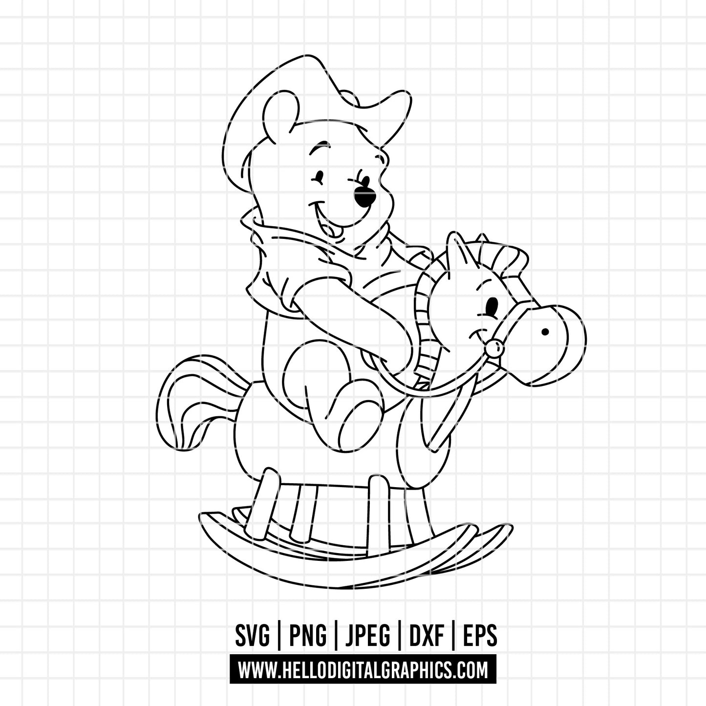 COD4714 - Winnie the pooh cowboy svg, pooh svg, friends svg, pooh birthday svg