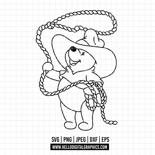 COD4715 - Winnie the pooh cowboy svg, pooh svg, friends svg, pooh birthday svg