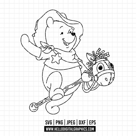 COD4716 - Winnie the pooh cowboy svg, pooh svg, friends svg, pooh birthday svg