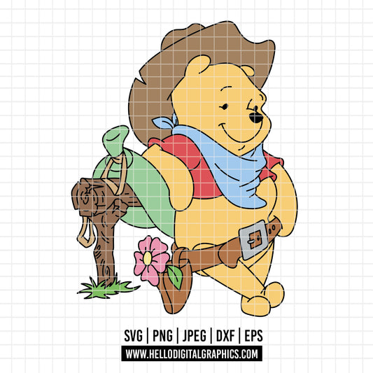 COD4717 - Winnie the pooh cowboy svg, pooh svg, friends svg, pooh birthday svg