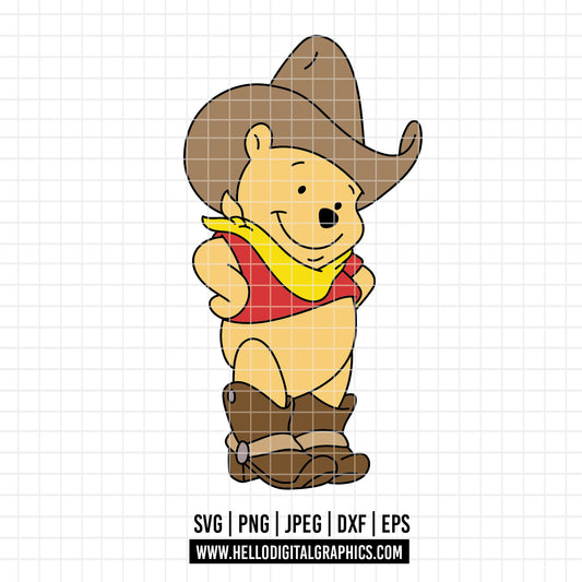 COD4718 - Winnie the pooh cowboy svg, pooh svg, friends svg, pooh birthday svg