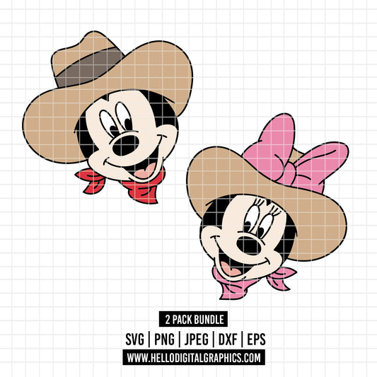 COD4727 - Miinnie and mickey cowboy svg, Disney svg,  minnie svg, My First Rodeo clipart