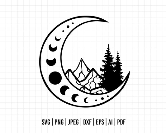 COD475- Moon svg, Mountain svg, forest svg, moon phases svg