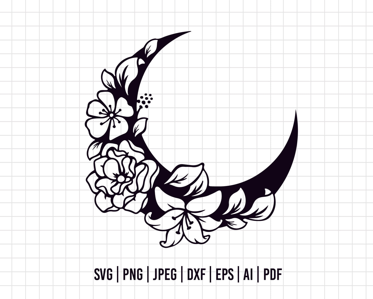 COD502- Moon svg, Flowers svg, forest svg, moon phases svg