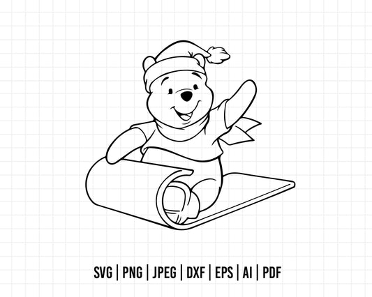 COD518- Winnie the pooh svg, pooh christmas svg, pooh outline svg, pooh winter svg