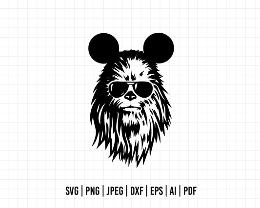 COD519- Chewbacca SVG, Chewie With Mouse Ears svg, Star Wars Svg, Family Trip SVG, Star Wars, Darth Vader svg