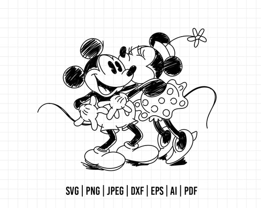 COD535- Mickey and minnie sketch svg, Mickey Svg, Disney svg, Magical svg, Mickey face svg