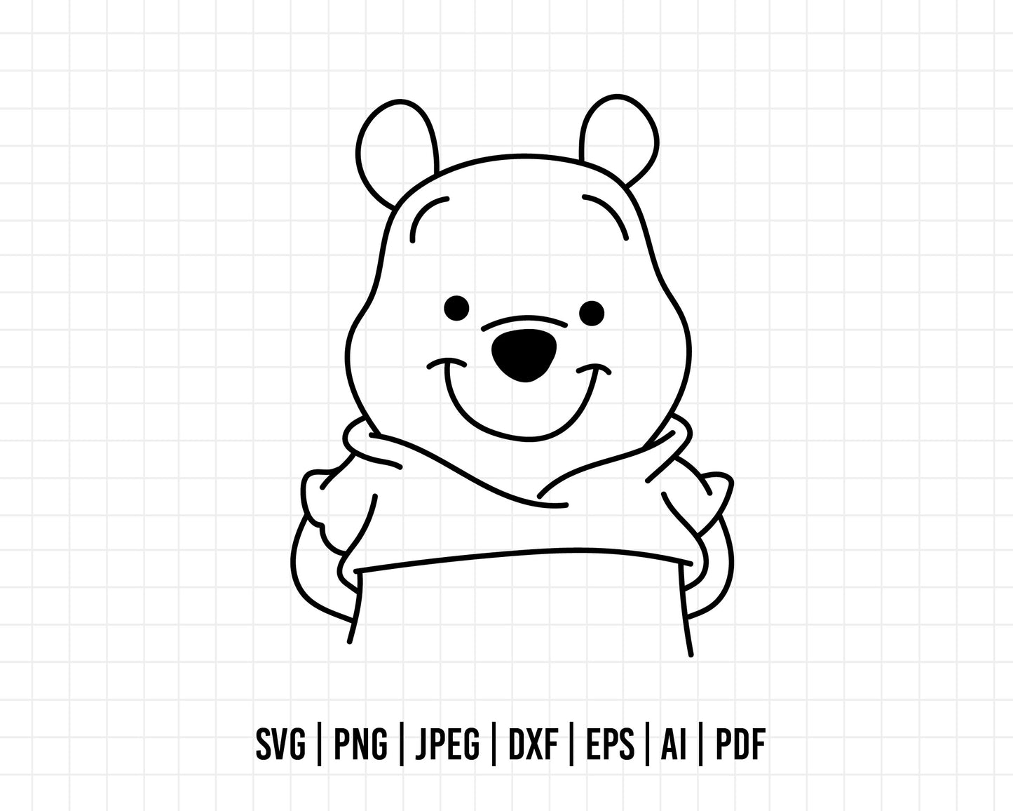 COD547-Winnie the pooh svg, winnie the pooh baby svg, outline, disney svg, Pooh face svg, bear Png