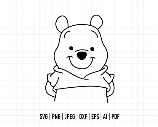 COD547-Winnie the pooh svg, winnie the pooh baby svg, outline, disney svg, Pooh face svg, bear Png