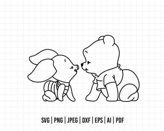 COD548-Winnie the pooh svg, winnie the pooh baby svg, outline, disney svg, Pooh face svg, bear Png