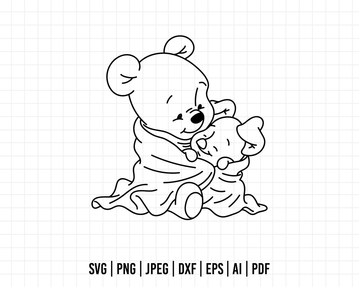 COD549-Winnie the pooh svg, winnie the pooh baby svg, outline, disney ...