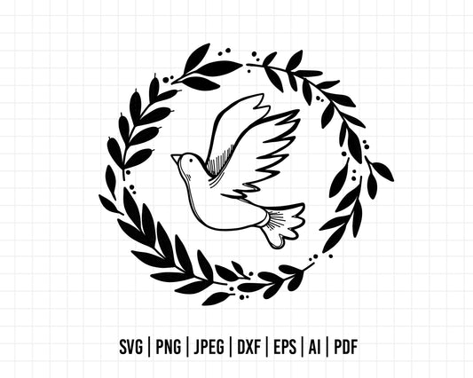 COD555- Dove SVG, Religious SVG, Rosary Digital Cutting Files SVG, Cricut file, Cross svg, Silhouette, Vector