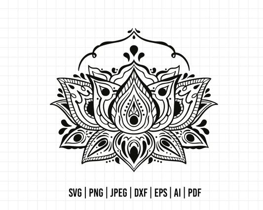 COD562- Lotus Flower SVG, Lotus SVG, Namaste SVG, Yoga Svg, Mandala Svg, Meditation Svg, Spiritual Svg, Flower Svg