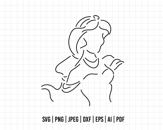 COD57- Jasmine Svg, Princess Svg, Arabian Princess SVG, outline svg, Aladdin svg, Princess svg, silhouette svg, disney svg