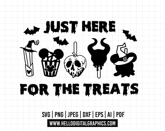 COD584- Just here for the treat svg, Halloween snackgoals svg, Snacks svg, Mickey Mouse Ears Head, Disney svg