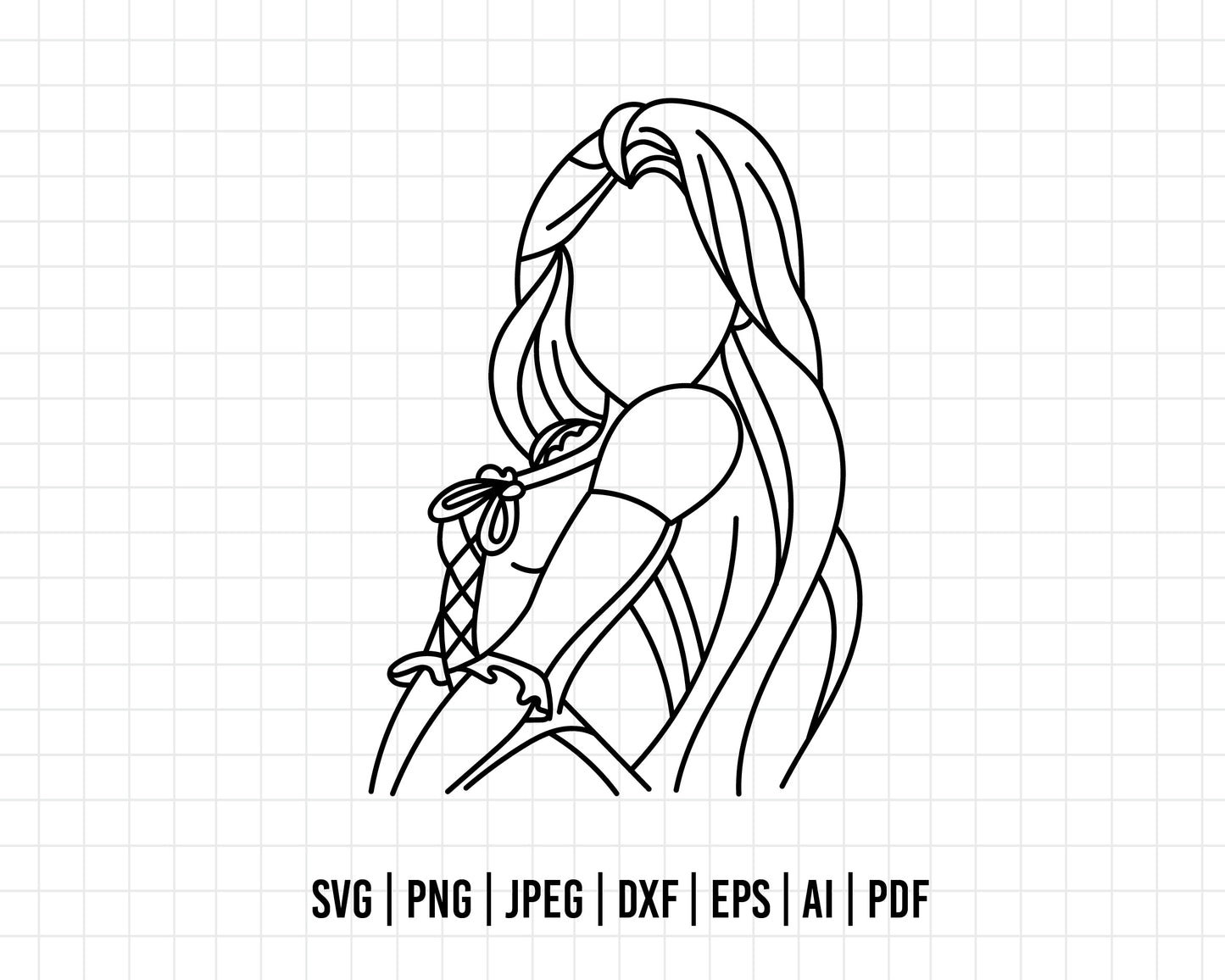 COD59- Tangled svg, tangled princess svg, rapunzel svg, Rapunzel svg, outline svg, disney svg, cutting files for cricut, silhouette