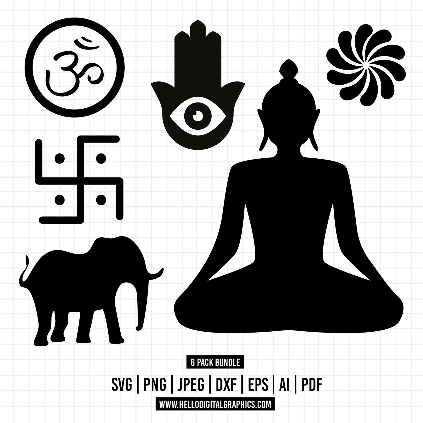 COD597-Buddha SVG Bundle, PNG, Buddhism Clipart, Hand Drawn Buddha Tree Vector Illustration, SVG Files For Laser Engraving