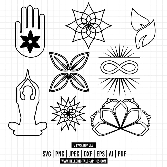 COD599-Buddha SVG Bundle, PNG, Buddhism Clipart, Hand Drawn Buddha Tre ...