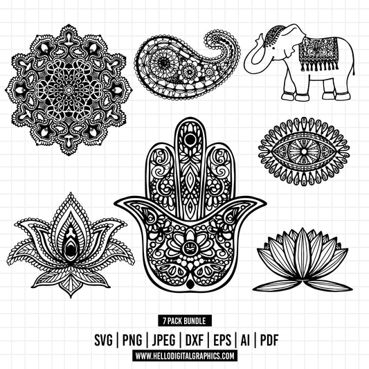 COD600-Buddha SVG Bundle, PNG, Buddhism Clipart, Hand Drawn Buddha Tree Vector Illustration, SVG Files For Laser Engraving