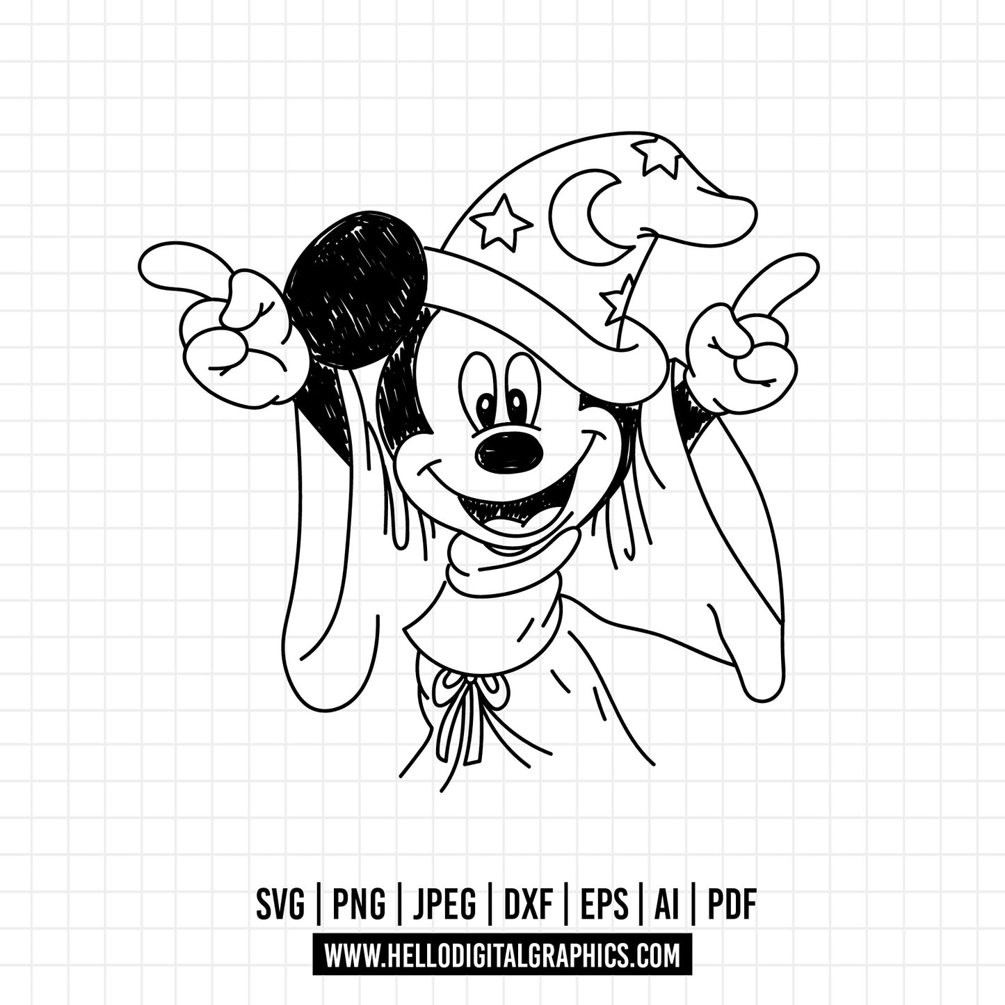 COD610- Mickey mouse fantasy svg, Mickey Svg, Disney svg, Magical svg, Mickey sketch svg