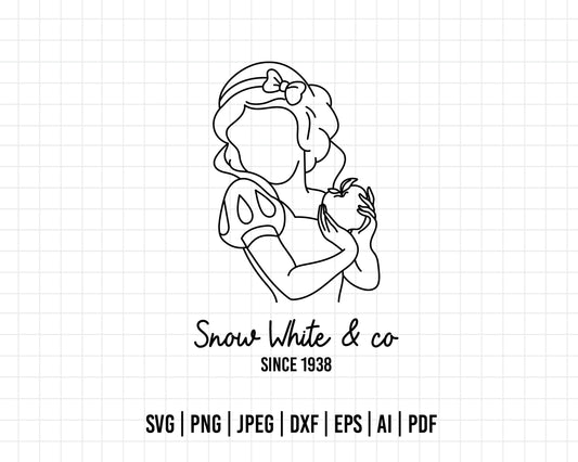 COD64-Snow White & co svg, Princess SVG, Snow White and the Seven Dwarfs svg, Cricut, Silhouette, outline svg, disney svg