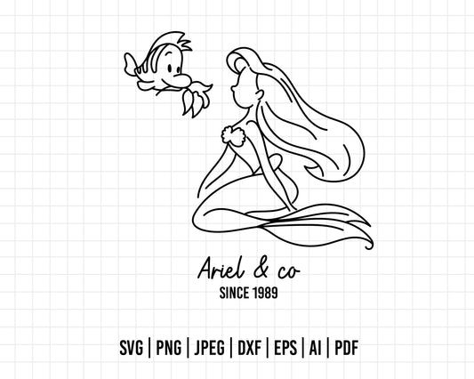 COD65- Little Mermaid svg, Ariel & co svg, Outline Svg, Princess svg, disney svg, Cricut, Silhouette