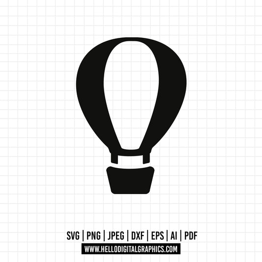 COD666- Hot Air Balloon SVG, air balloon silhouette, hot air balloon clipart, flying air balloon cut file, hot air balloon PNG, air balloon outline,Vehicles svg