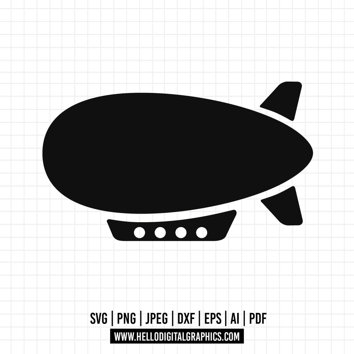 COD670- Blimp Dirigible Zeppelin Airship Silhouette Clipart Digital Download SVG EPS PNG pdf ai dxf jpg Cut Files Commercial Use,,Vehicles svg