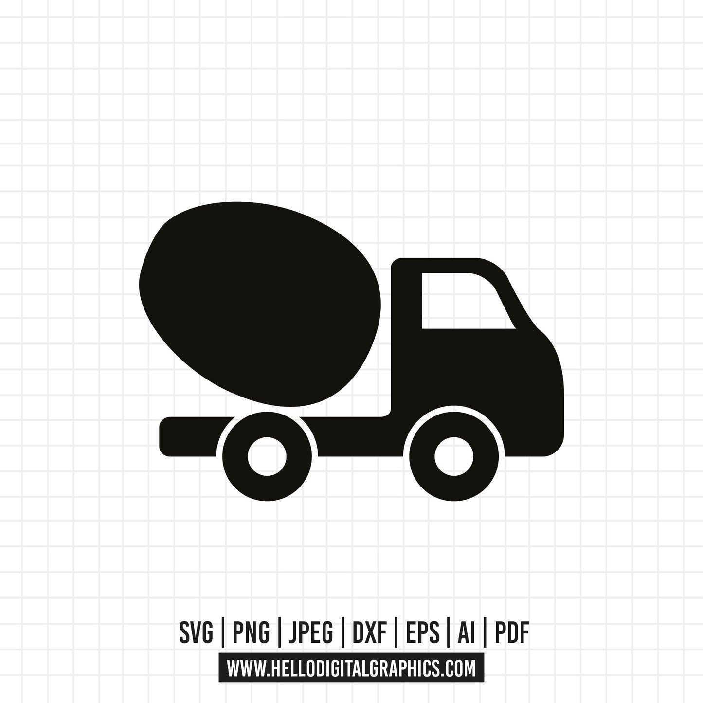 COD680- Concrete Mixer Truck Svg, Mixer Truck Clipart, Construction Truck Cut File, Heavy Truck Stencil, Truck Driver T-shirt Design, Dxf , Png Vehicles svg