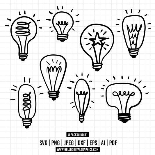 COD683- Lightbulb Svg, Light Bulb Svg, Bulb Svg, Bright Idea, Lamp Svg, Incandescent Lightbulb Svg, LED lightbulb
