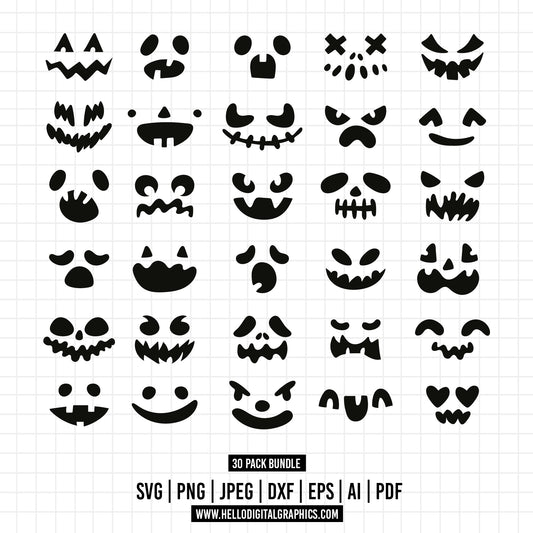 COD688- Pumpkin Face Svg, Jack O Lantern faces, Halloween pumpkins faces, Pumpkin Faces Clipart, Pumpkin Faces Cut File, Halloween face svg